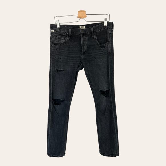 Citizens of Humanity Jeans Emerson Slim Fit Boyfriend Ankle Black Pepper Size 26 - Picture 2 of 14